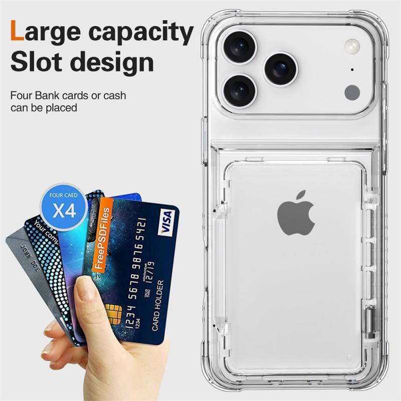Transparente Klapphülle Mit Kartenfächern IPhone 16 Pro Max Stoßfeste Hybride TPU-Acryl-Abdeckung Business-Stil Geldbörsen-Design