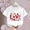 Kids Crewneck Short Sleeve Tee, Happy Valentine's Day Heart Letter Cartoon Print, Breathable Cool Spring Summer Casual Top