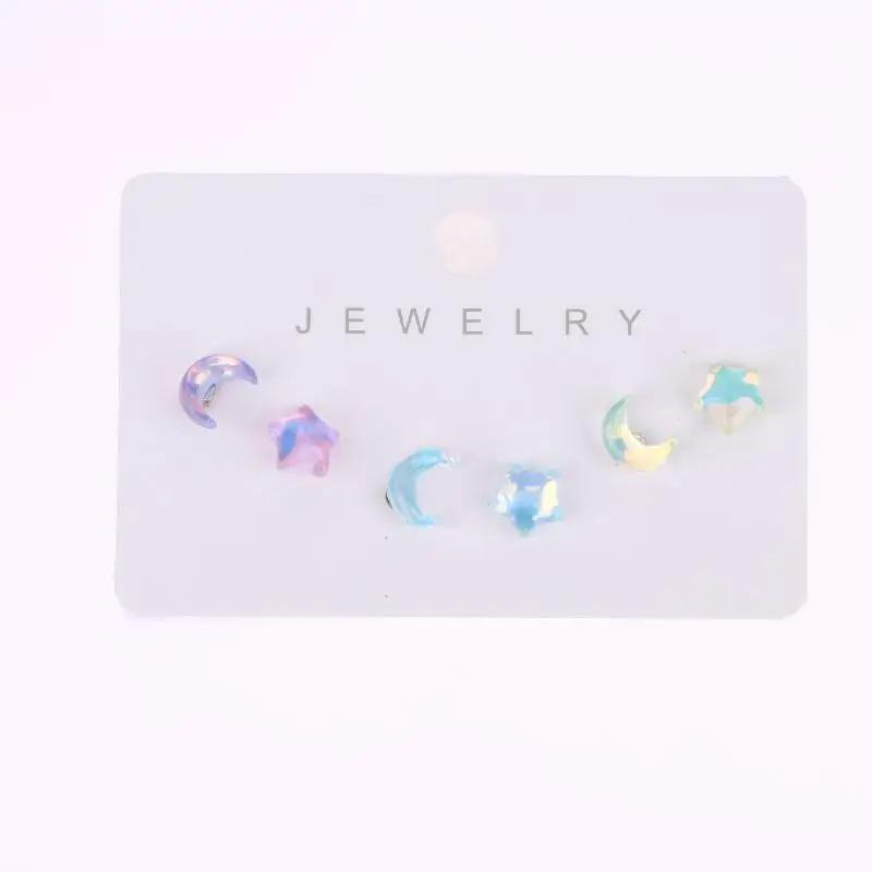 6/14Pcs Mini Colorful Earrings Sets For Women Star Moon Piercing Ear Stud Accessories Jewelry Girl Gifts