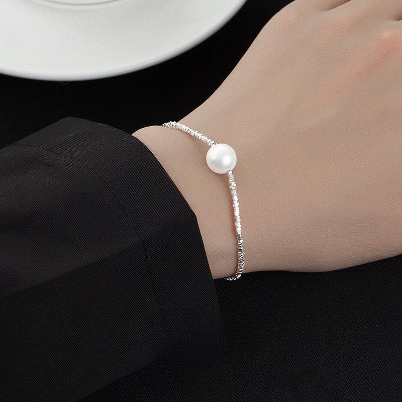 S925 Silver Bracelet Women's Niche Design Broken Silver Two-hand Jewelry New Trend