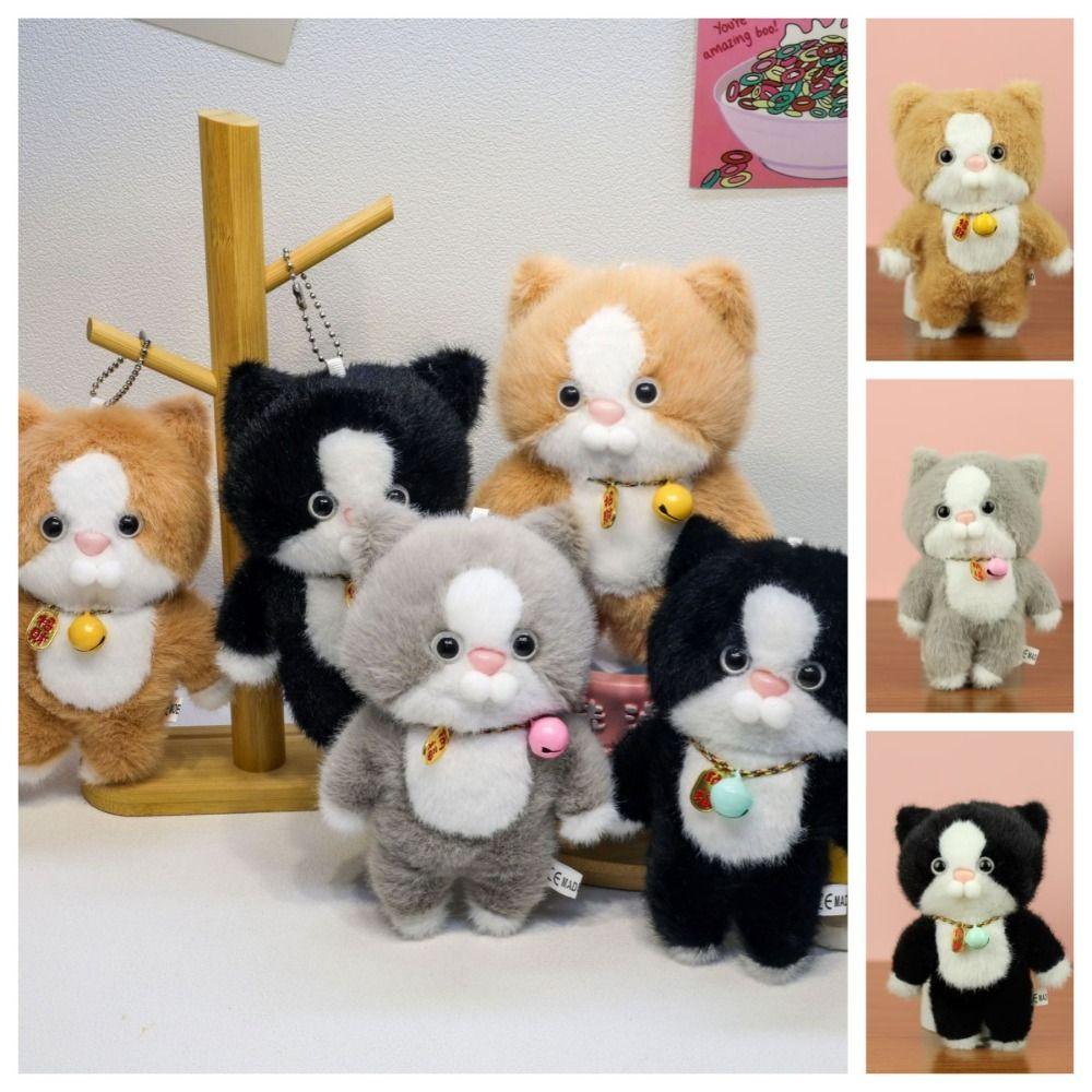 Fluffy Cat  Plush Bag Pendant Girl Heart Stuffed Kitten Keyring  Hanging Accessory