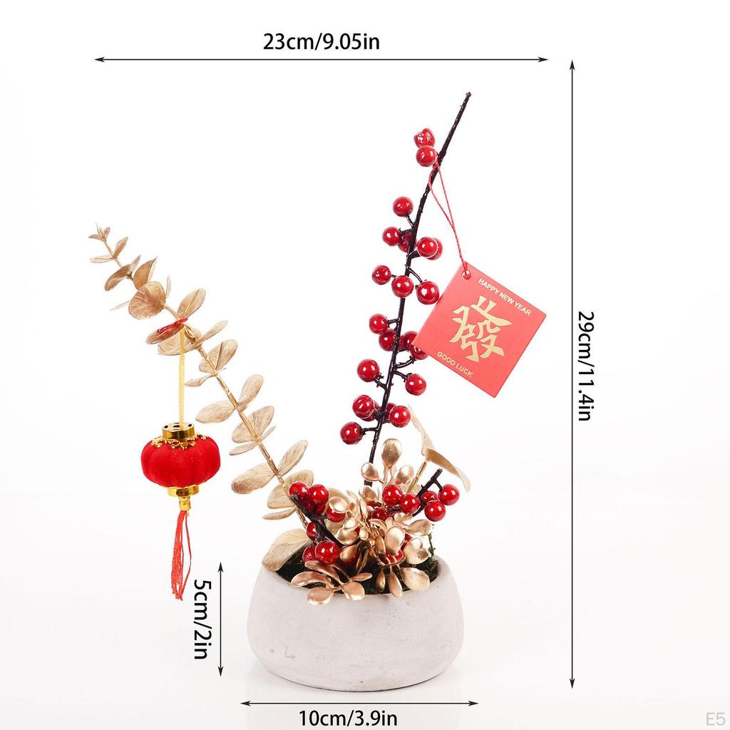 Artificial Potted Flower Bonsai Chinese Year Ornaments for Garden Dining Room
