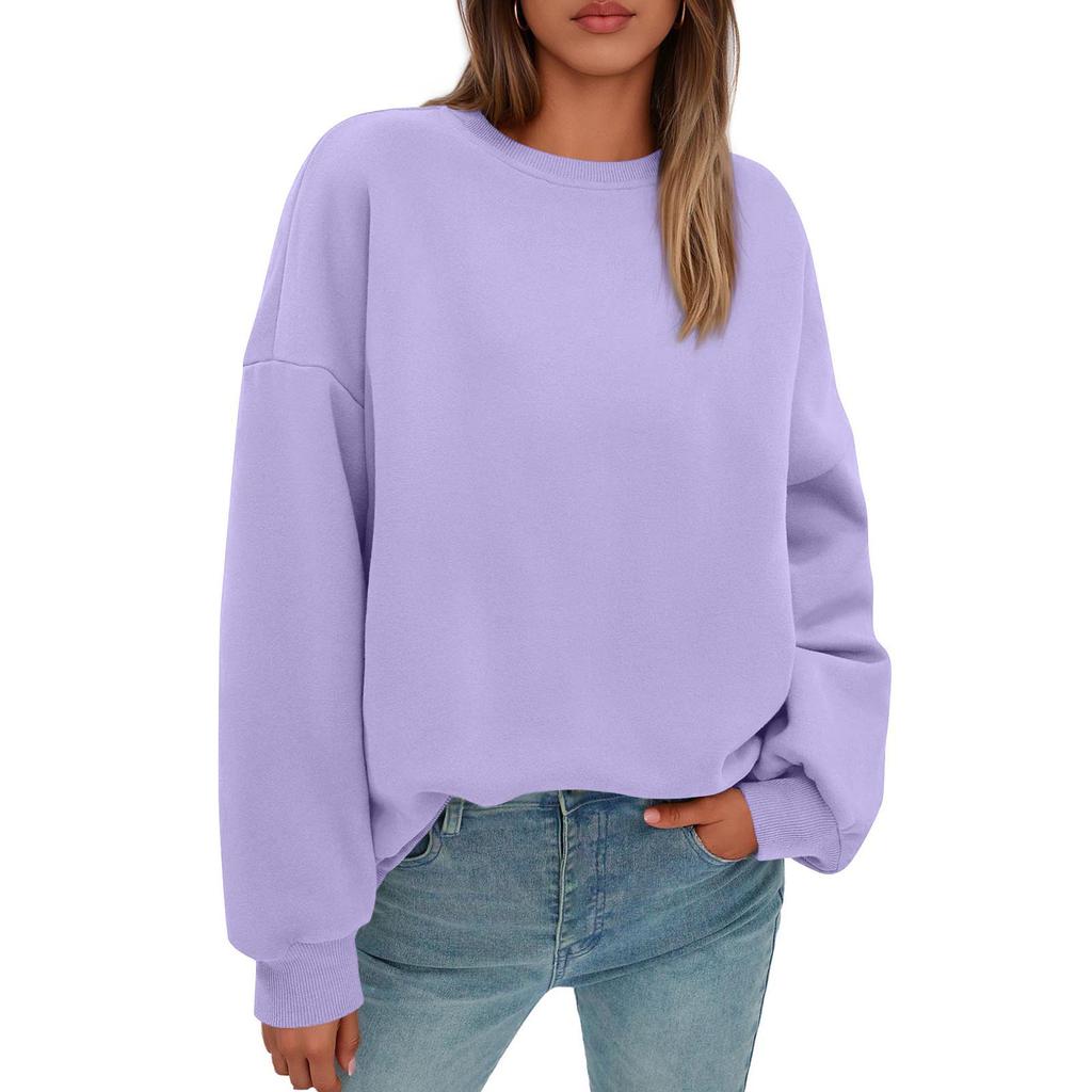 Sweatshirts For Women Oversized Round Neck  Fleece Pullover Casual Long Sleeve Tops