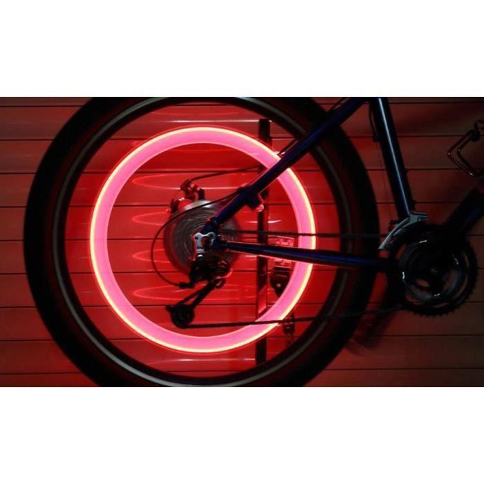 SHOP-STORY - LED BICYCLE WHEEL PINK : Lot de 2 Valves à LED pour Roues de Vélo Moto Voiture - Couleur Rose