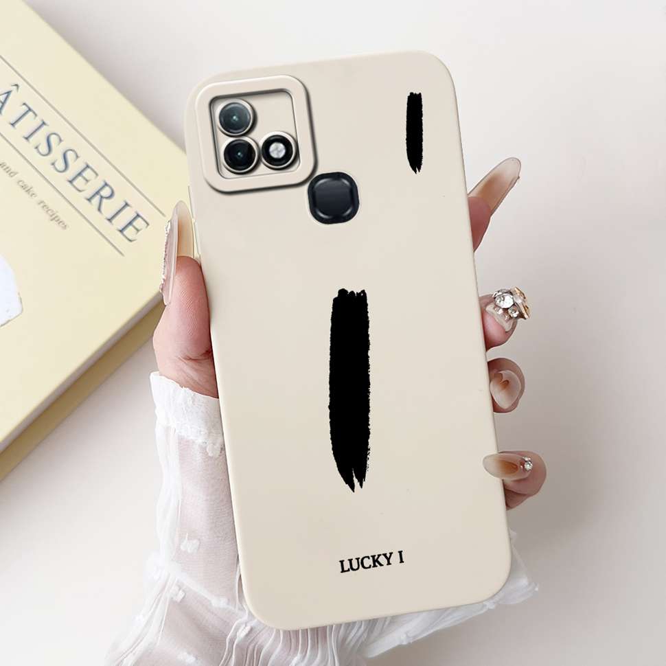 For Infinix Hot 10i X659B Case White Lucky Letters A-Z Soft Silicone Cover For Infinix Hot10I Smart 5 Pro 6.52 " Phone Cases