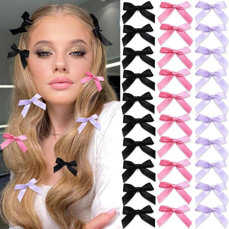 30-piece Set of Bow Hairpins Duckbill Clips Ballet Style Ribbon Small Hairpins Dopamine Sweet Braided Hair Accessories