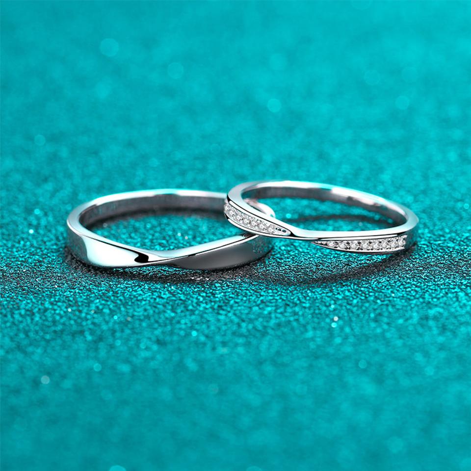 Real CopperMoissanite Ring Promise Wedding Couple Rings Valentine's Day Anniversary Gift Unisex Band for Women Men