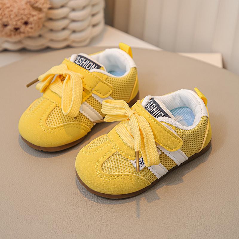

Baby Casual Shoes Striped Fashion Kids Tennis Shoes Mesh Breathable 2025 Spring Autumn New Boys Girls Running Shoes Soft Sole 16 жовтий