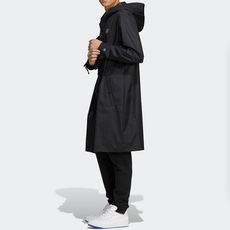 Adidas Originals Trefoil Logo Embroidered Hooded Long Sleeve Windbreaker Men Windbreaker Black GT7304