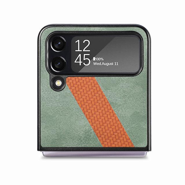 

Легкий кожаный защитный чехол гибридного цвета для Samsung Galaxy Z Flip4 Flip 4 5g Zflip4 противоударный чехол для мобильного телефона for Samsung Z Flip 4 зелёный