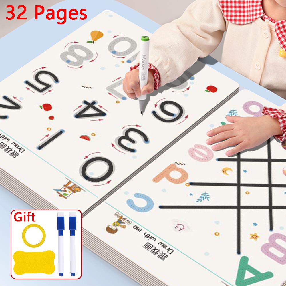 Educational Practice Book Erasable Writing Tracking Pad with Control Training and Enlightenment Exercises for Ages 3-6