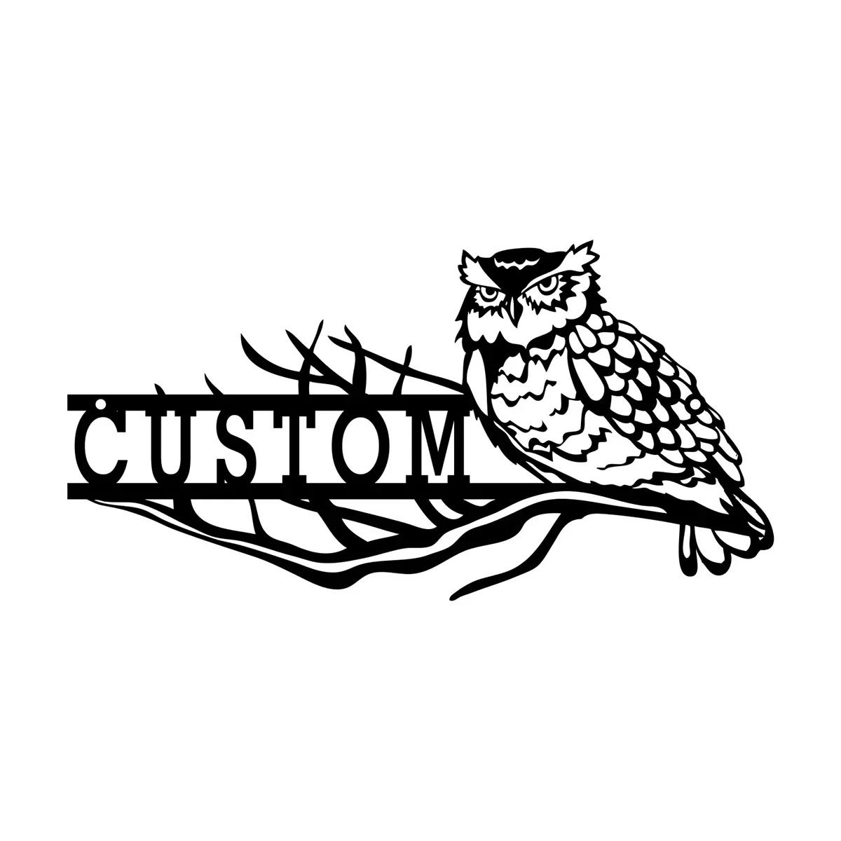 Metal House Number Owl Address Sign, Custom Street Number Plaque, Wrought Iron Door Decor