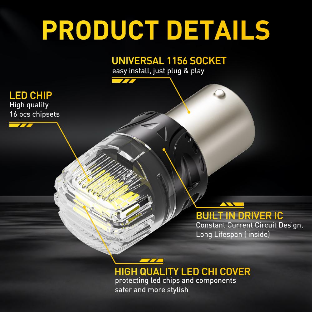AUXITO 2X P21W BA15S 1156 LED Light 7506 BAY15D 1157 P21/5W LED Bulbs Super Bright White Car Parking Position Reverse Lights DRL Bulbs 7