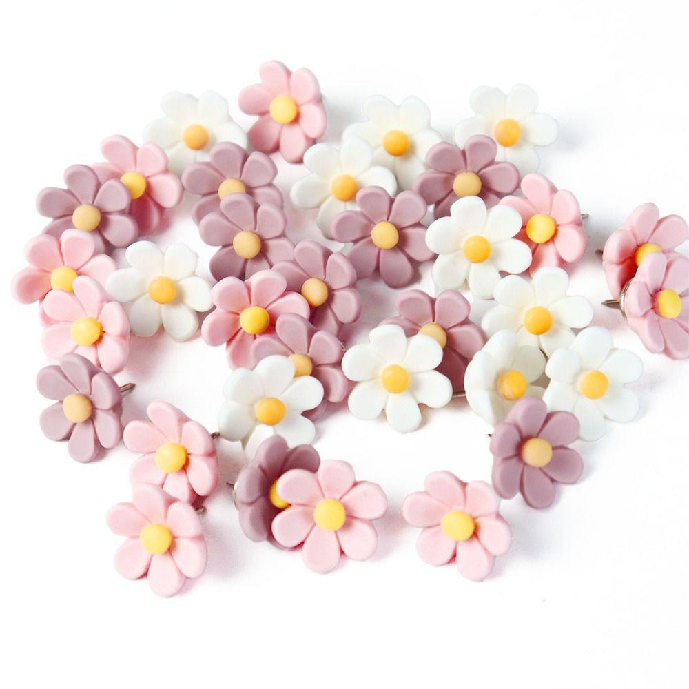 20/30/50Pcs Creative Six-Petal Flower Pushpins DIY Thumb Tacks Portable Board Push Pin Corkboard