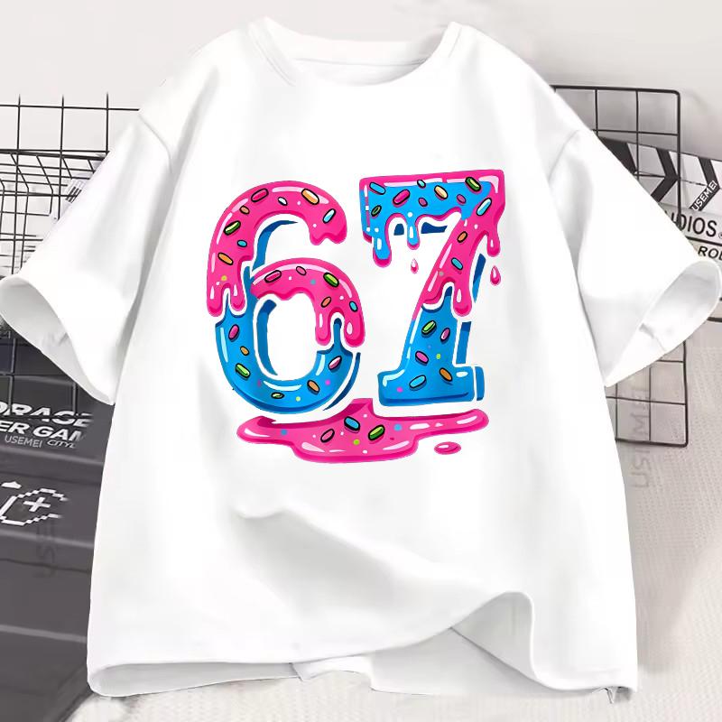 Unisex Women Fashion Gaming Meme T-Shirt Y2k Casual Tees Tops for Boys Girls Funny Six Seven 67 Brainrot Print Short Sleeve T Shirt