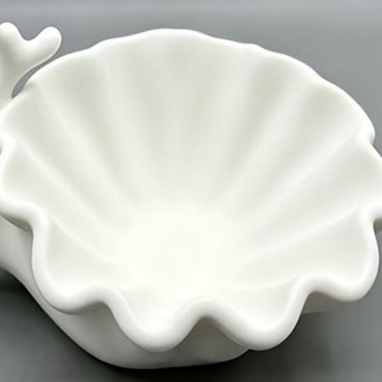 3D Printed Shell Shape Jewelry Dish Tray, Ocean Wave Organizer with Grooved Design, Matte Vanity Ring Earrings Necklaces Holder, Mothers Day
