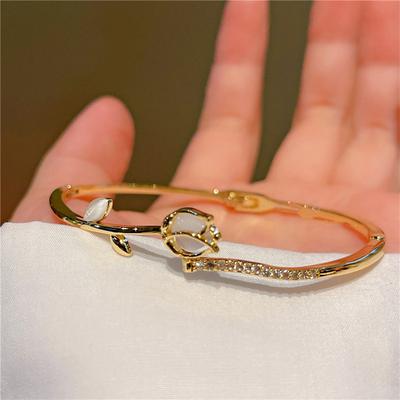 Exquisite Tulip Zircon Bracelet For Women Girls Able Personalized Daily Jewelry Accessories Birthday Anniversary Gifts