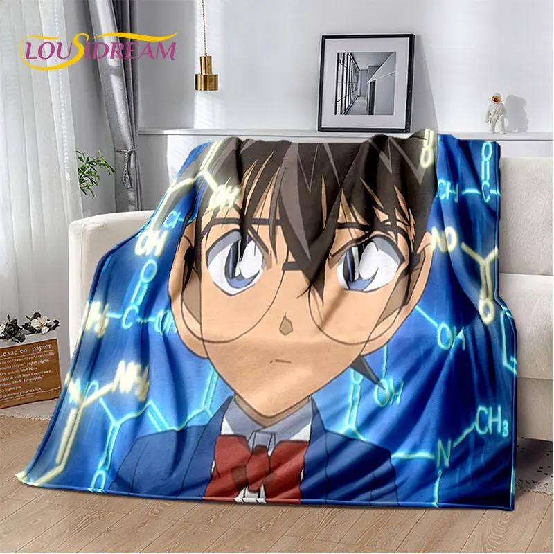 Detektyw Conan Cartoon Anime miękki pluszowy koc, flanelowy koc rzut koc do salonu sypialnia kanapa z funkcją spania narzuta na piknik 3D