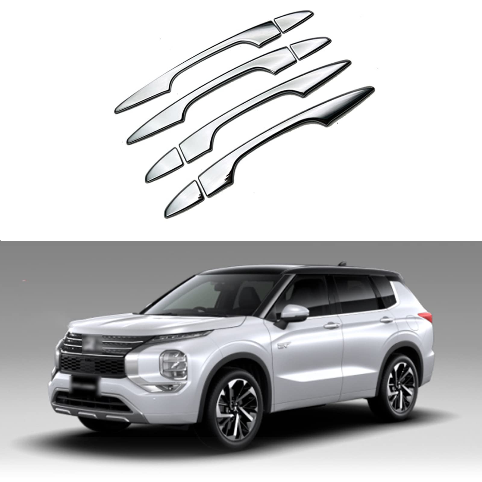 

COBATANG Накладки на ручки наружных дверей для нового Mitsubishi Outlander PHEV, накладки на ручки боковых дверей, полухромированные, внешние, кастомные аксессуары GN0W, Накладки,