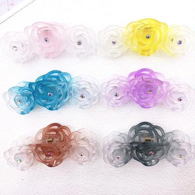 Pince à cheveux griffe creuse rose translucide coréenne - Accessoire pince requin couleur unie polyvalent