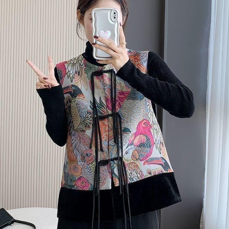 

Spring 2025 buckle jacquard vest red vest rich woman high-end wife vest woman 3XL (recommended 138-75kg) рожевий