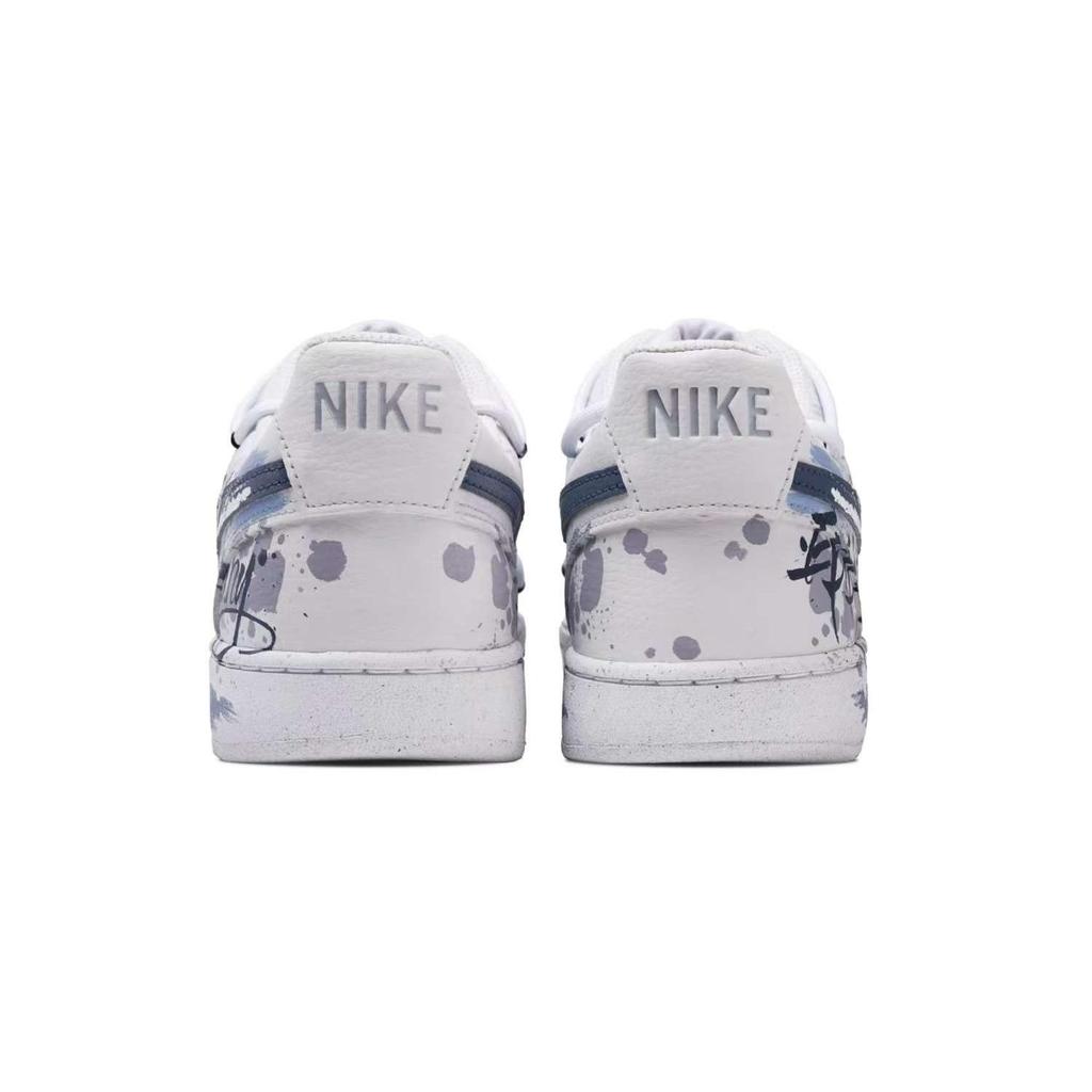 Nike Court Vision 1 Abrasion Resistant Breathable Low top Skateboard Shoes Men's White Gray Blue DH2987-101(Team656-QD)