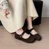 Autumn and winter new round head shallow mouth Mary Jane shoes women's gentle lady style flat-soled beanie shoes women's embroidered ballet shoes