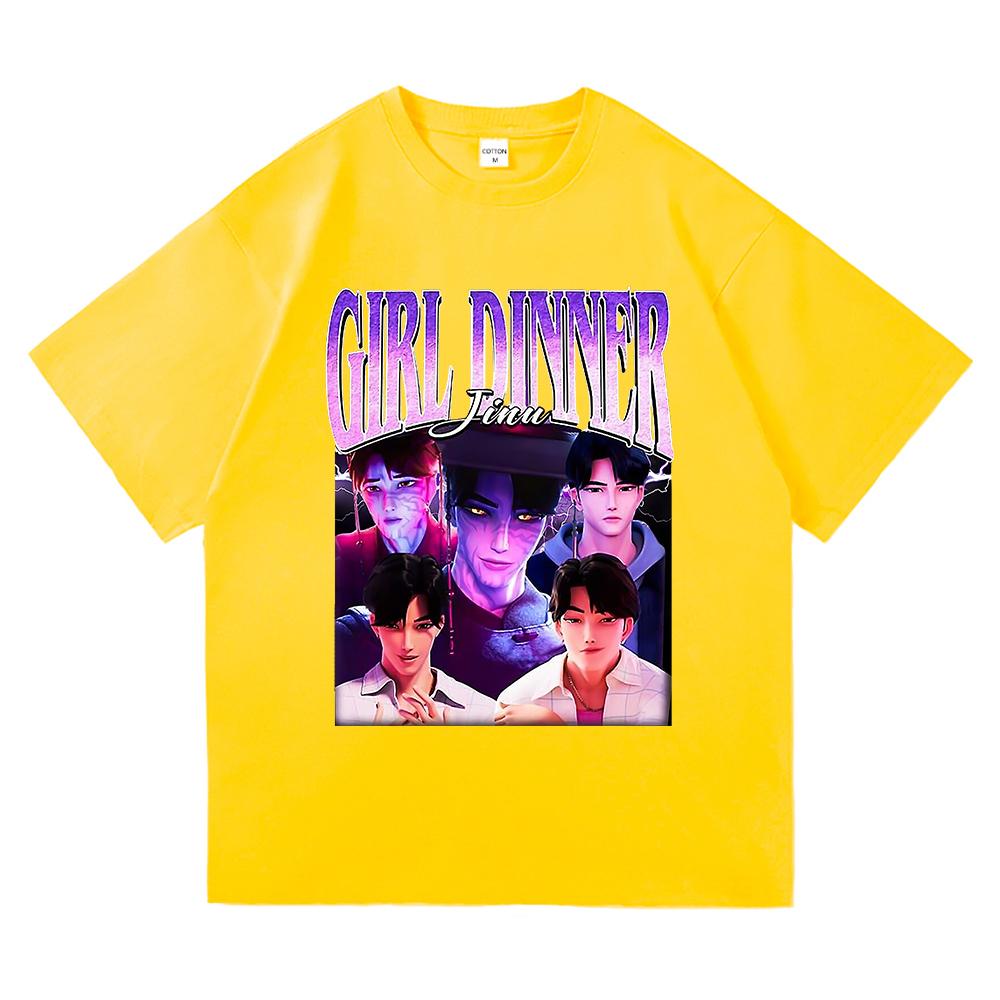 Girl Dinner Abby Jinu T Shirt 2025 Anime Demon Hunters Saja Boys Men/women Clothing Vintage Harajuku High Quality Cotton Tshirts