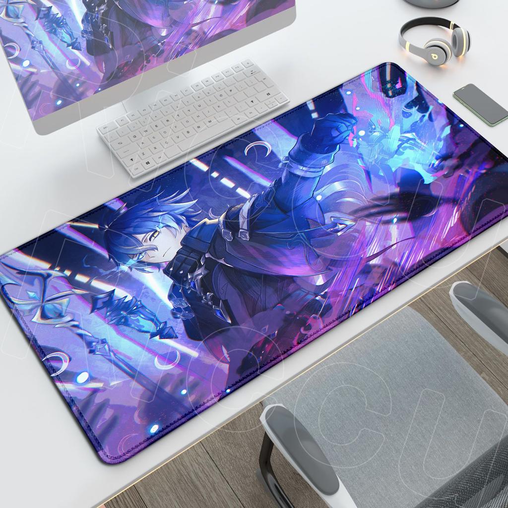 Druk HD Genshin Impact Flins Mata na Biurko Długi Biurowy Pad na Biurko PC Gaming Antypoślizgowe Akcesoria Anime Gumowa Podstawa Podkładka pod Mysz Zmywalna