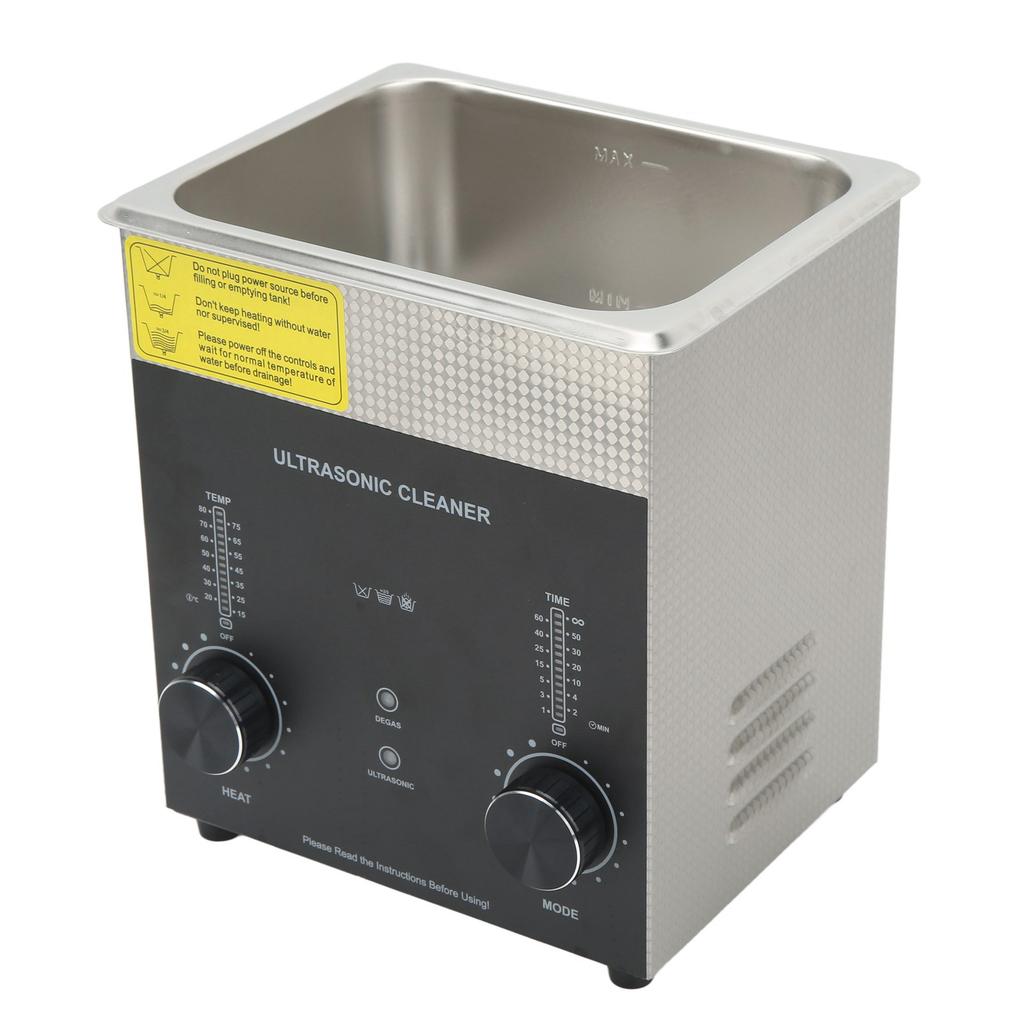 2L Ultrasonic Cleaner with Timer Heater Degas Mode Stainless Steel Multiple Vent Holes Double Fuse