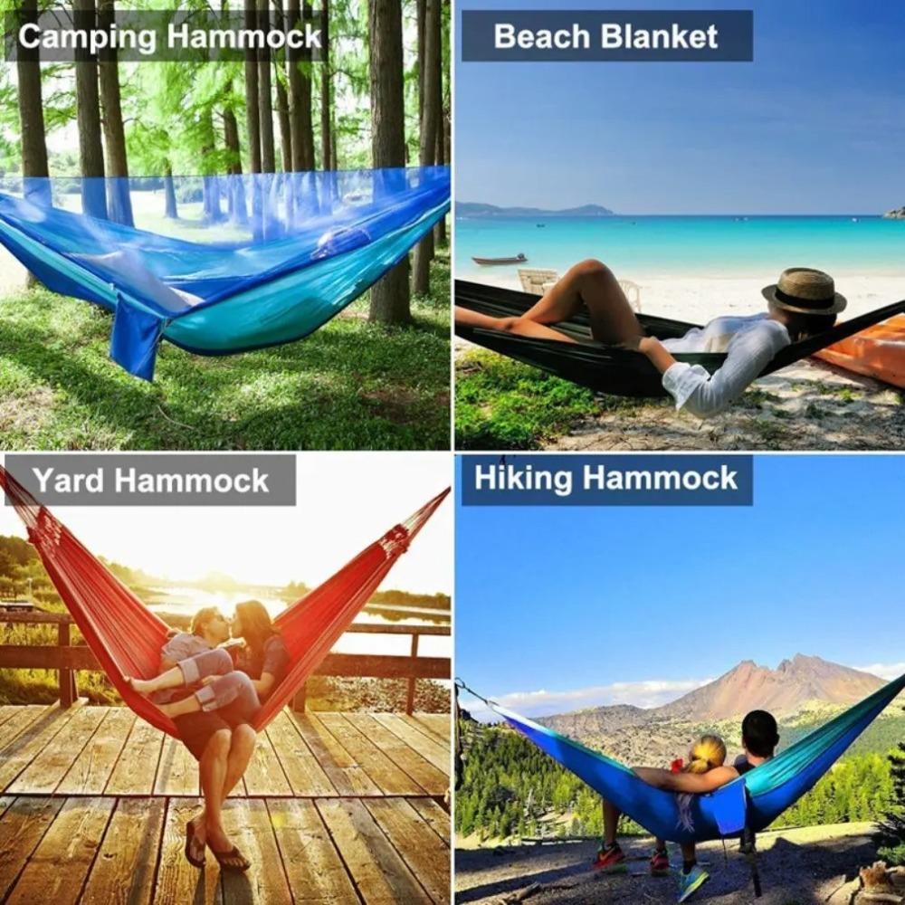 Outdoor Camping Hammock With Mosquito Net Lightweight Hanging Hammocks High Strength Parachute Fabric Hanging Bed Net