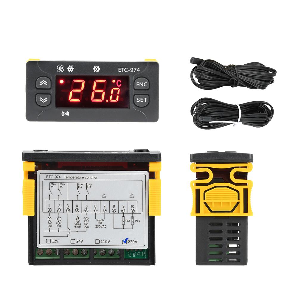 ETC-974 Controlador Digital de Temperatura Termostato de Microordenador Alarma de Refrigeración 12V 24V 110V 220V Sensor NTC