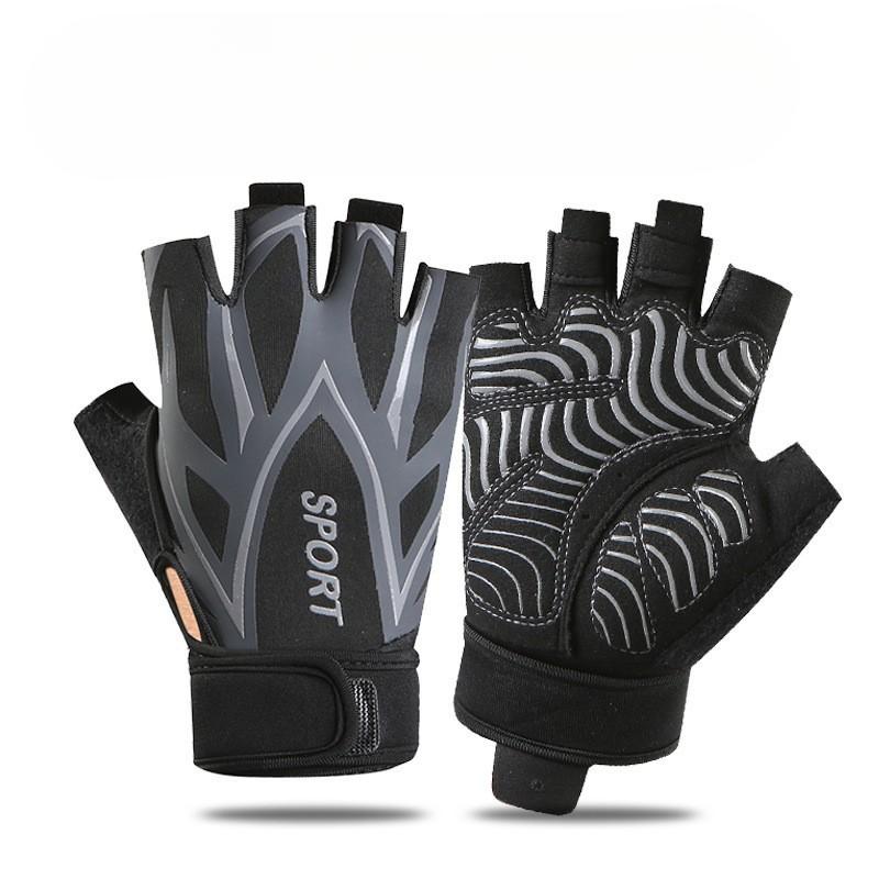 

Cycle Riding Fitness Gloves Half Cut Thin Non Slip Gloves Half Finger Riding Glove Embroidered Gloves Unisex 4-color Accessor Practical Use S серый