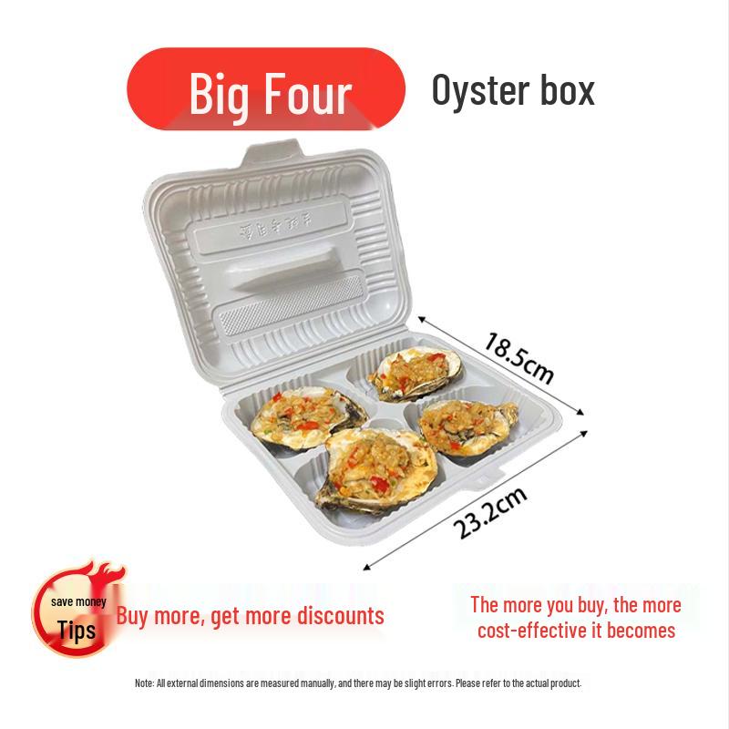 Oyster & Scallop Disposable Meal Box, 4-6 Compartments - Commercial BBQ Plastic Takeaway Box