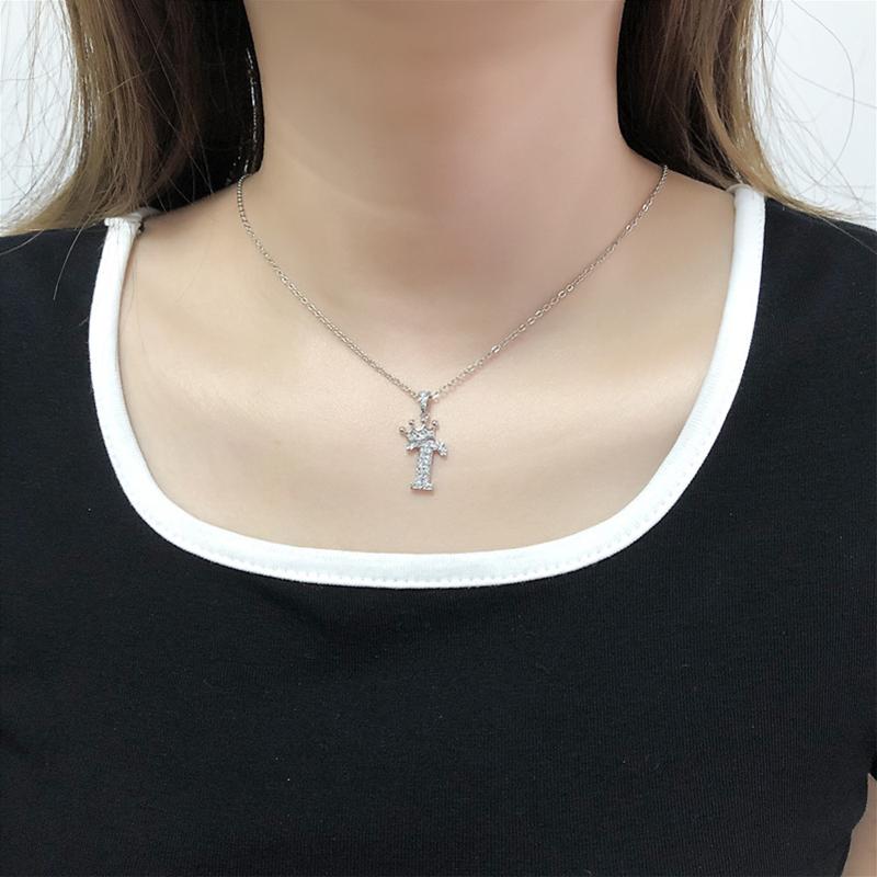 Collana Girocollo Con Iniziale A E Corona In Argento E Cristallo - Regalo Personalizzato Donna