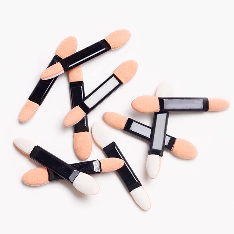 Mini Double-Headed Sponge Eyeshadow Stick & Disposable Cotton Swab Set - 10 Pieces