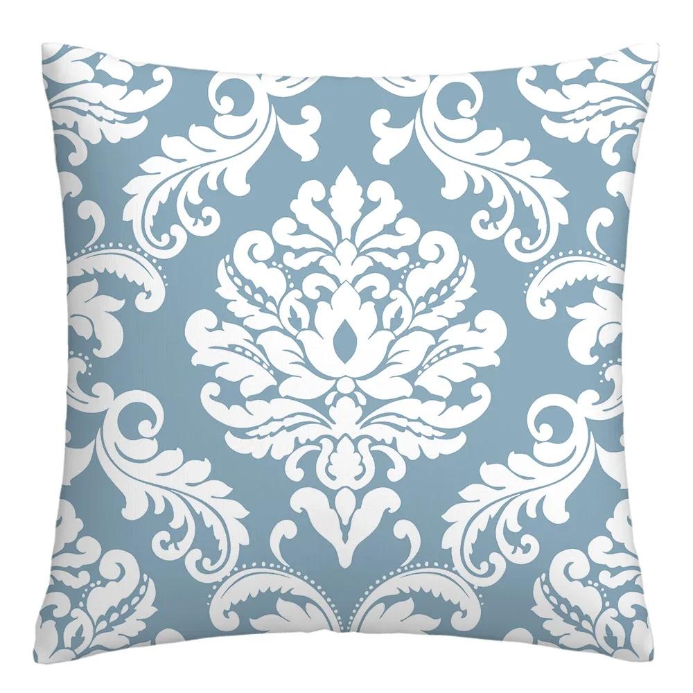 Federa cuscino geometrica lino blu lago bianco fodera cuscino divano decorazione casa può essere personalizzata per te 40x40 45x45 50x50 60x60
