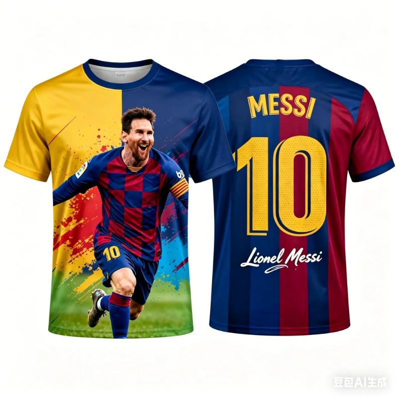 Messi Superstar Pattern 3D Print Sports QuickDry Breatha Men's T-Shirt Outdoor Street Casual Team Training Parent-child Clothing