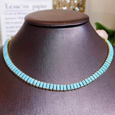 CMM Ethnic Style Blue Zircon Accessories High-End Necklace Fashion Jewelry Retro Wild Clavicle Chain for Women