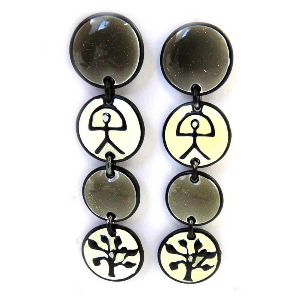 Les Trésors De Lily [J0473] - Black Grey 'Nomades' Designer Earrings