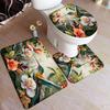 Hummingbird Bath Mat Set White Flowers Green Plants Birds Rustic Home Carpet Bathroom Decor Floor Rugs U-Mats Toilet Lid Cover