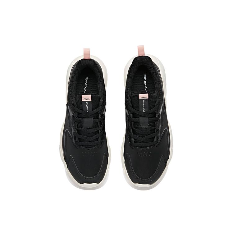 Anta Running Collection Casual Textile, Synthetic Leather Abrasion Resistant Low Top Running Shoes Women's Black 122015571-1