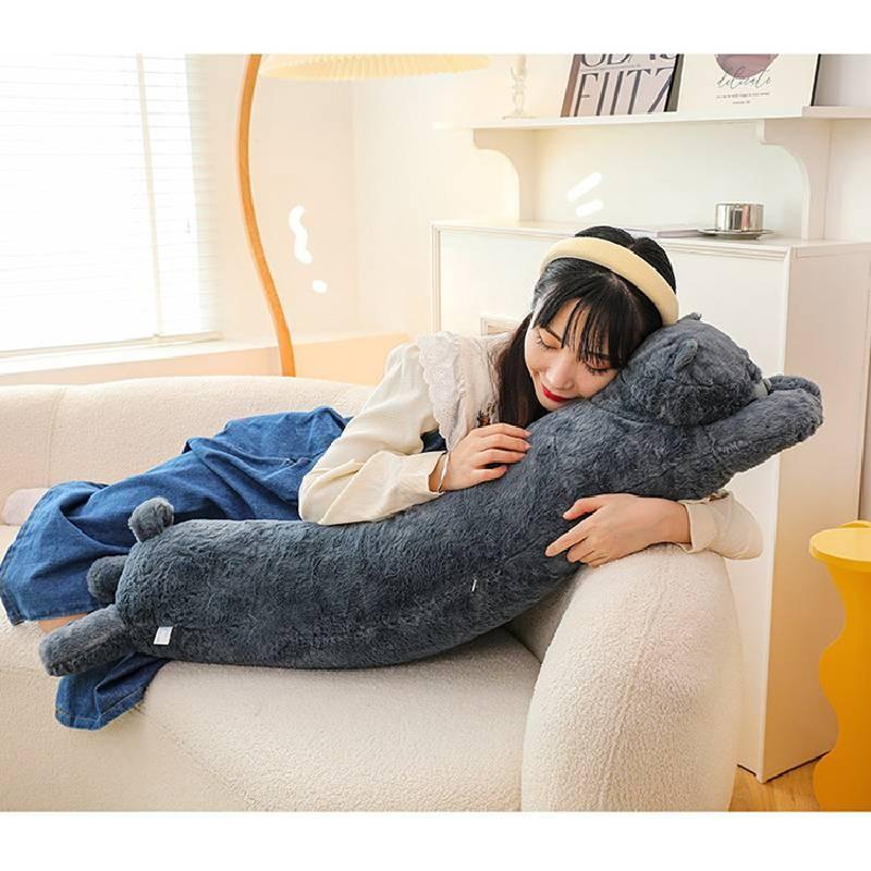 Blue Cat Lazy Long Plush Toy Pillow Soft Filling Home Decor Pp Cotton Doll Gift