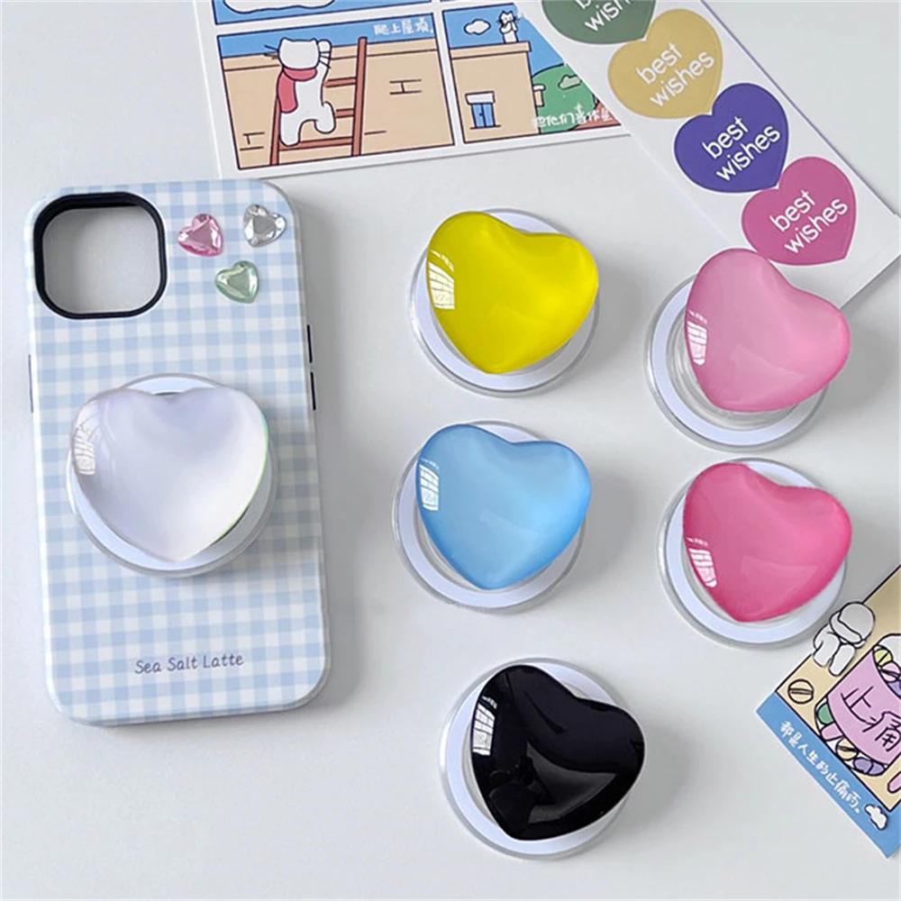 Korean Cute 1D Glass Love Heart For Magsafe Magnetic Phone Griptok Grip Tok Stand For iPhone Wireless Charging Holder Bracket