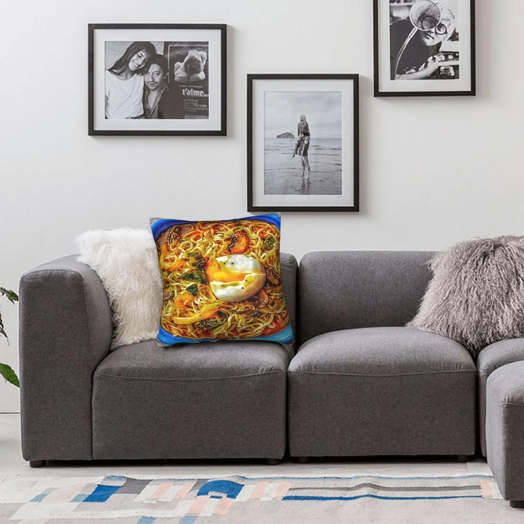 Spicy Shrimp Combination Noodles Pillowcases  Kawaii Pillow Case For Living Room Chair Soft Pillow Cover