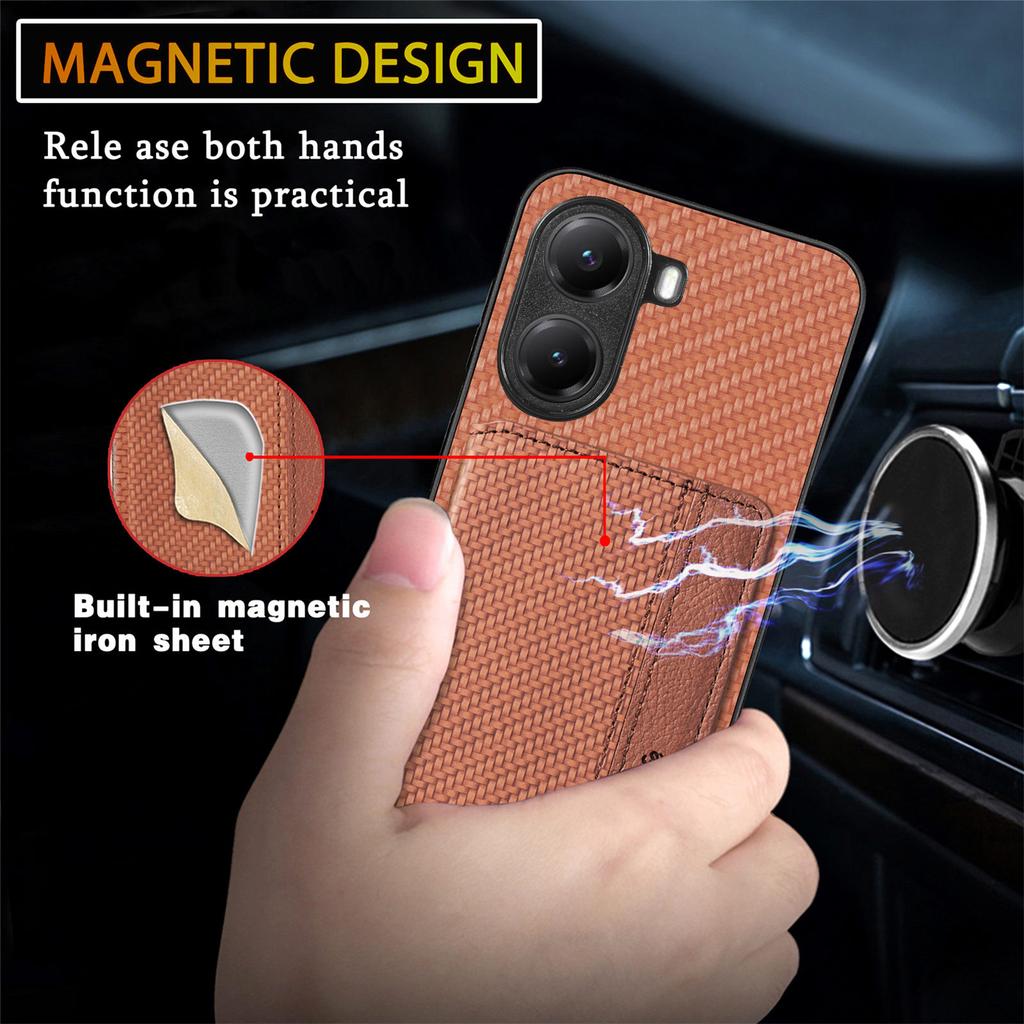 For Xiaomi Redmi Turbo 4 5G Case RFID Blocking Carbon Fiber Leather Phone Back Cover with Card Holder