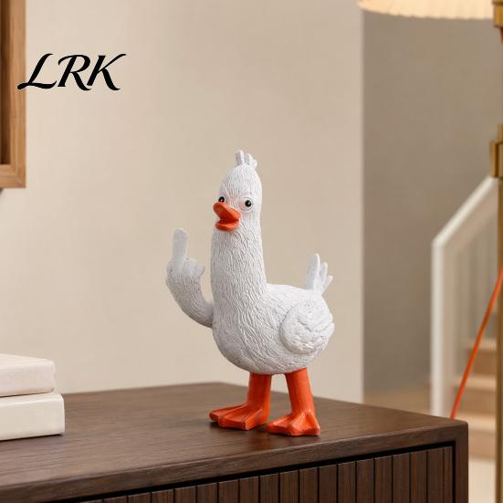 Klare Textur Harzkunst Lustige Mittelfinger-Statue, 6 Zoll Freche Entenfigur mit Mattem Finish, Schreibtischdekoration Schrullige Verzierung, Stress