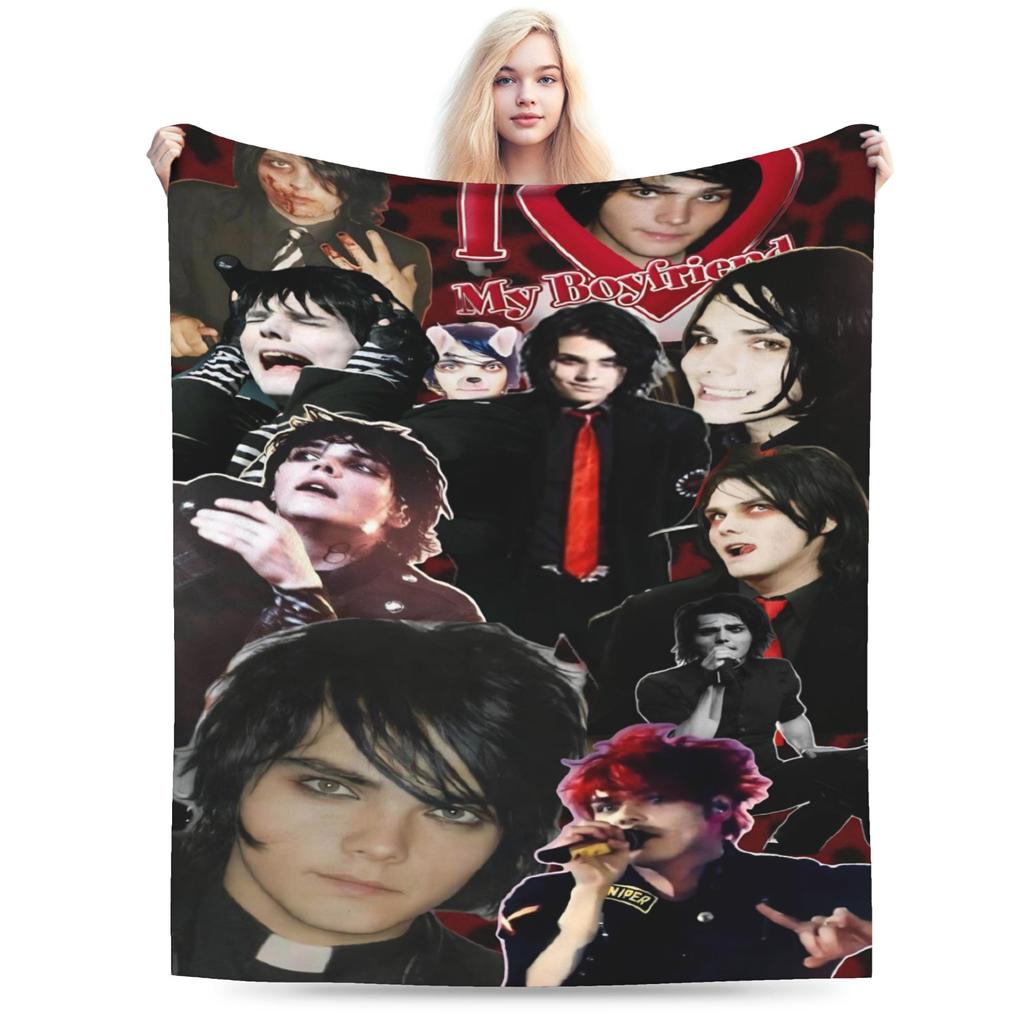 G-Gerard Way MCR Soft Blanket Novelty Travel Office Throw Blanket Couch Chair Flannel Bedspread Sofa Bed Cover