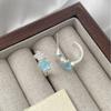 Elegant Zirconia Star Stud Earrings - Fresh Blue C-Shape Design for Spring and Summer