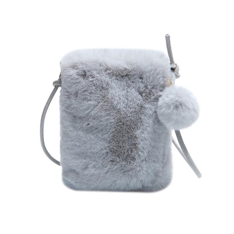 

Autumn/Winter Trendy Furry Mini Phone Bag - Plush Vertical Crossbody & Coin Purse for Women серый